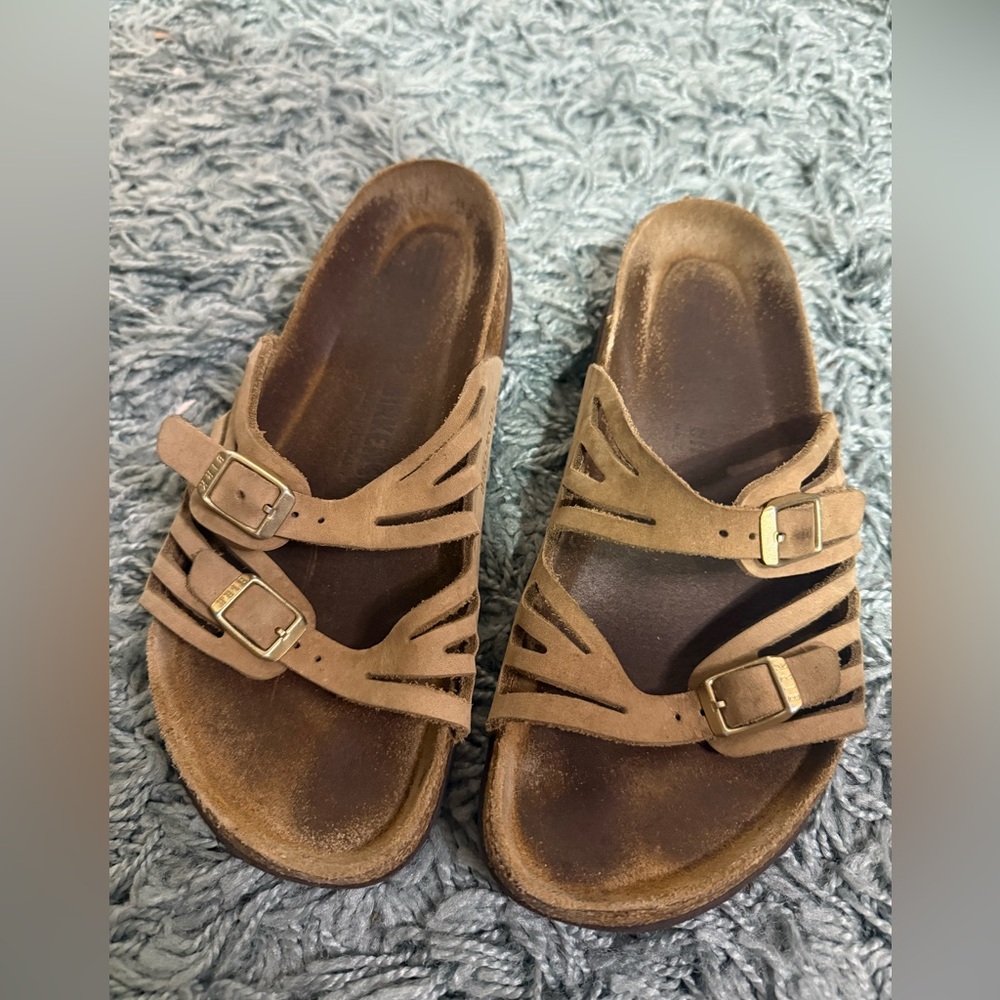 BIRKENSTOCK GRANADA SOFT FOOTBED SANDALS TOBACCO OILED LEATHER 38 - Picture 2 of 6